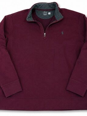 Polo Ralph Lauren Luxury Jersey Quarter Zip Pullover Burgundy 2XB NWOT